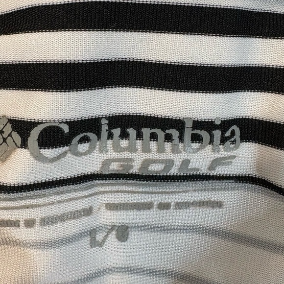 Columbia Polo Golf Men's Large‎ Omni-Wick Striped Shirt Black Gray White Polo - Picture 7 of 10